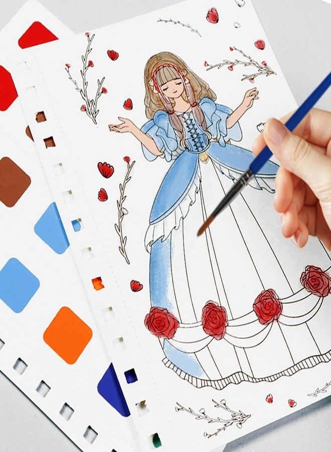 FOMQUAZLI Fashion Design Drawing Book for Girls, Barbie Doll Dress-up Activity Book with Pocket Watercolor Painting, Stickers, Poking, Puzzle Puncture Painting Gift, DIY Craft Kit for Kids Girls - Image 2